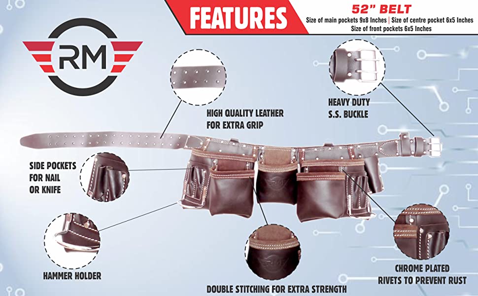 RM 12 Pocket Leather Tool Belt.