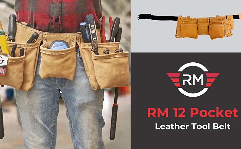 RM 12 Pocket Nylon Leather Tool Belt.